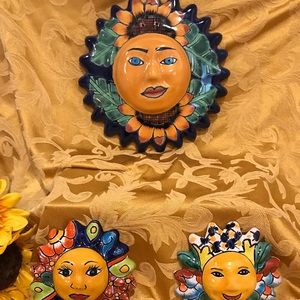 Sun Mexican Talavera pottery set Of 3
